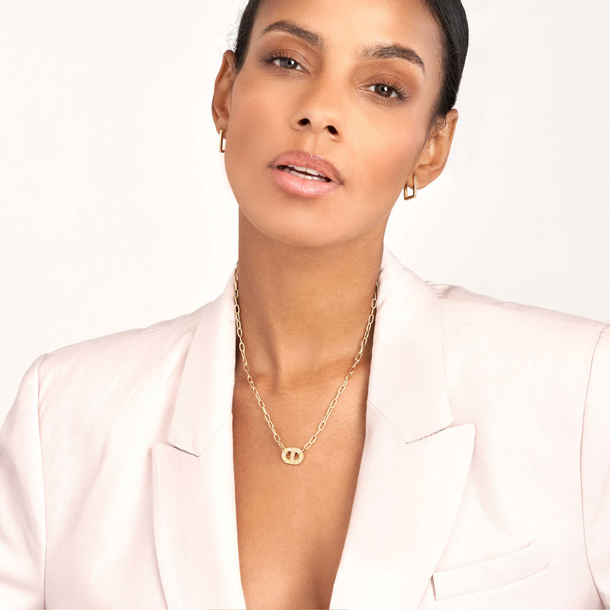 Diamond Mariner Paper Clip Necklace