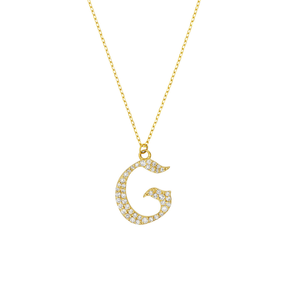 Diamond Gothic Initial Necklace