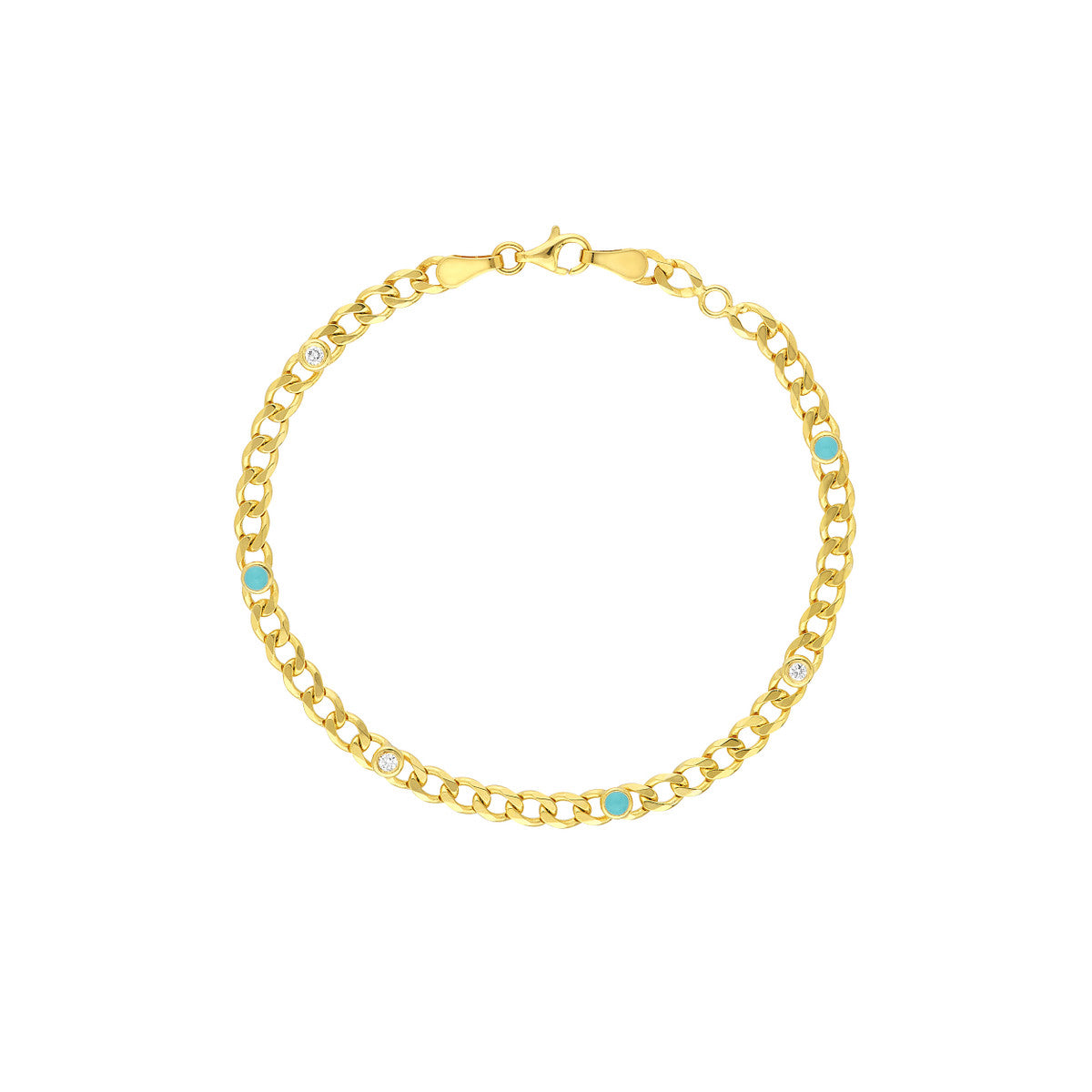 Diamond Enamel Curb Chain Bracelet