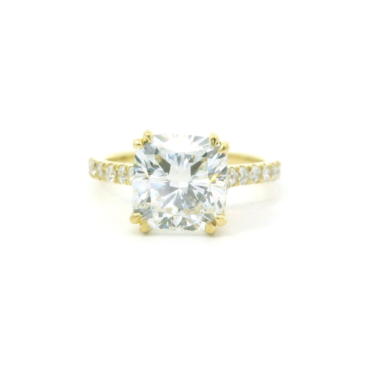3 Carat Cushion Cut with Pave Band Engagement Ring
