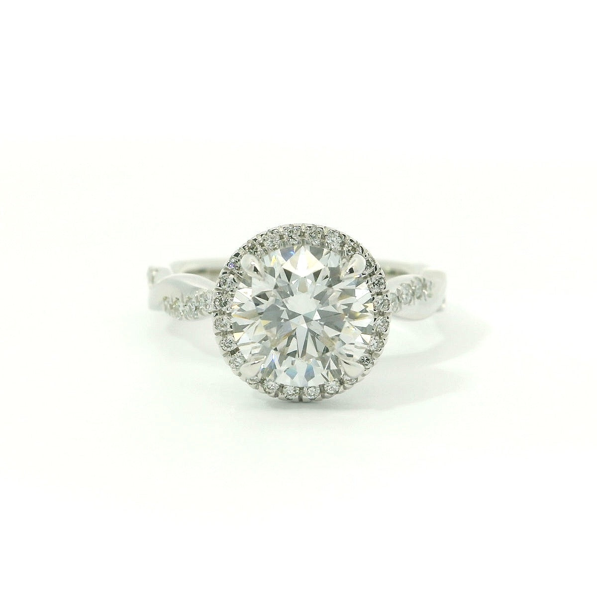 2.5 Carat Round Brilliant with Halo & Twisted Pave Band Engagement Ring