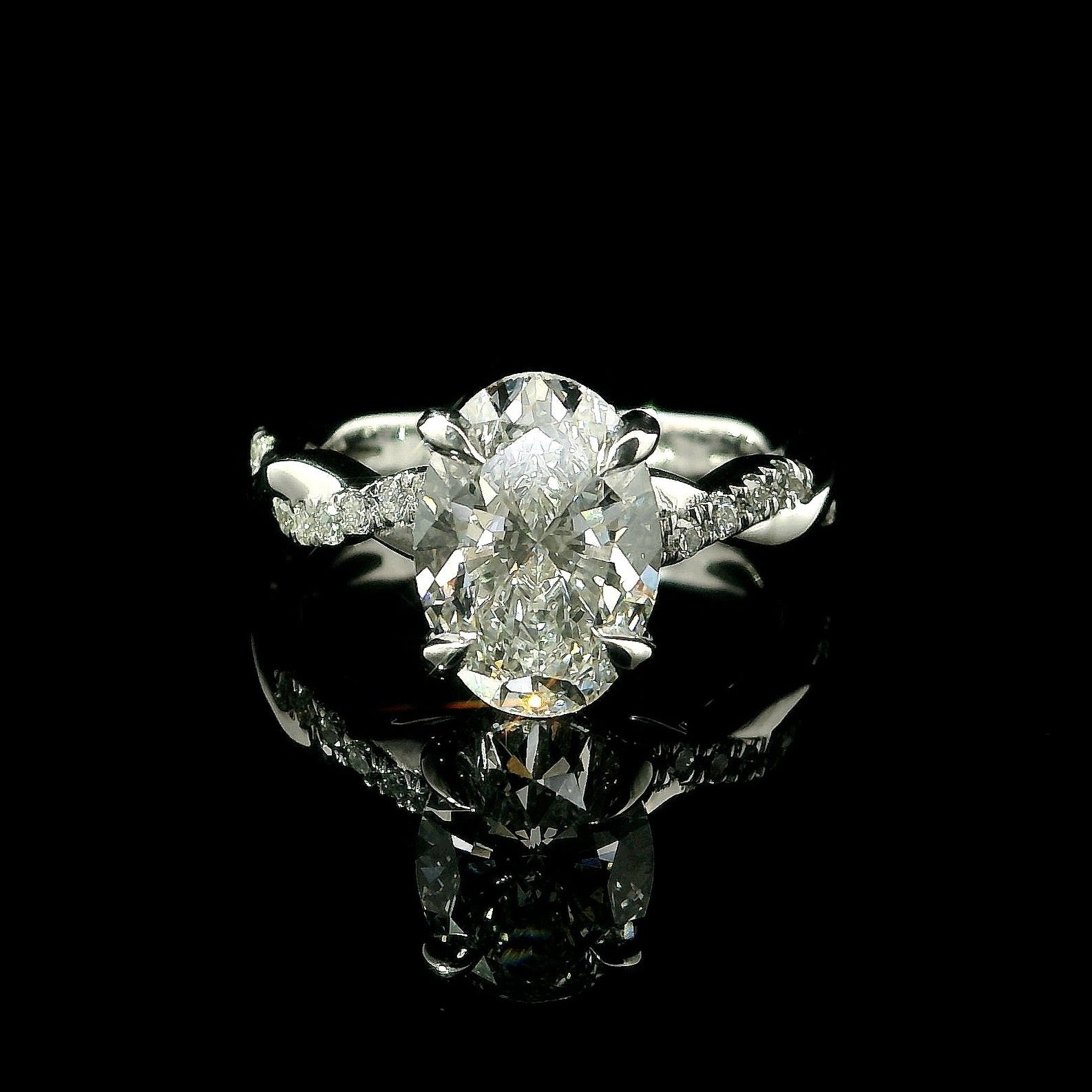 2.5 Carat Oval Cut with Twisted Pave Band Engagement Ring