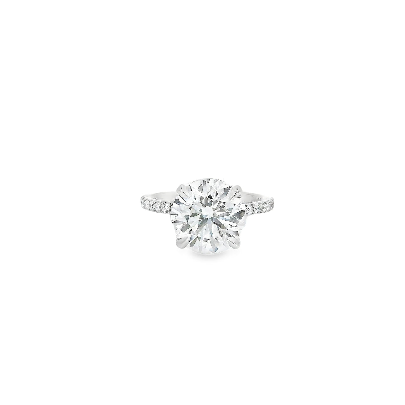 4.5 Carat Round Brilliant Cut with Pave Band Engagement Ring