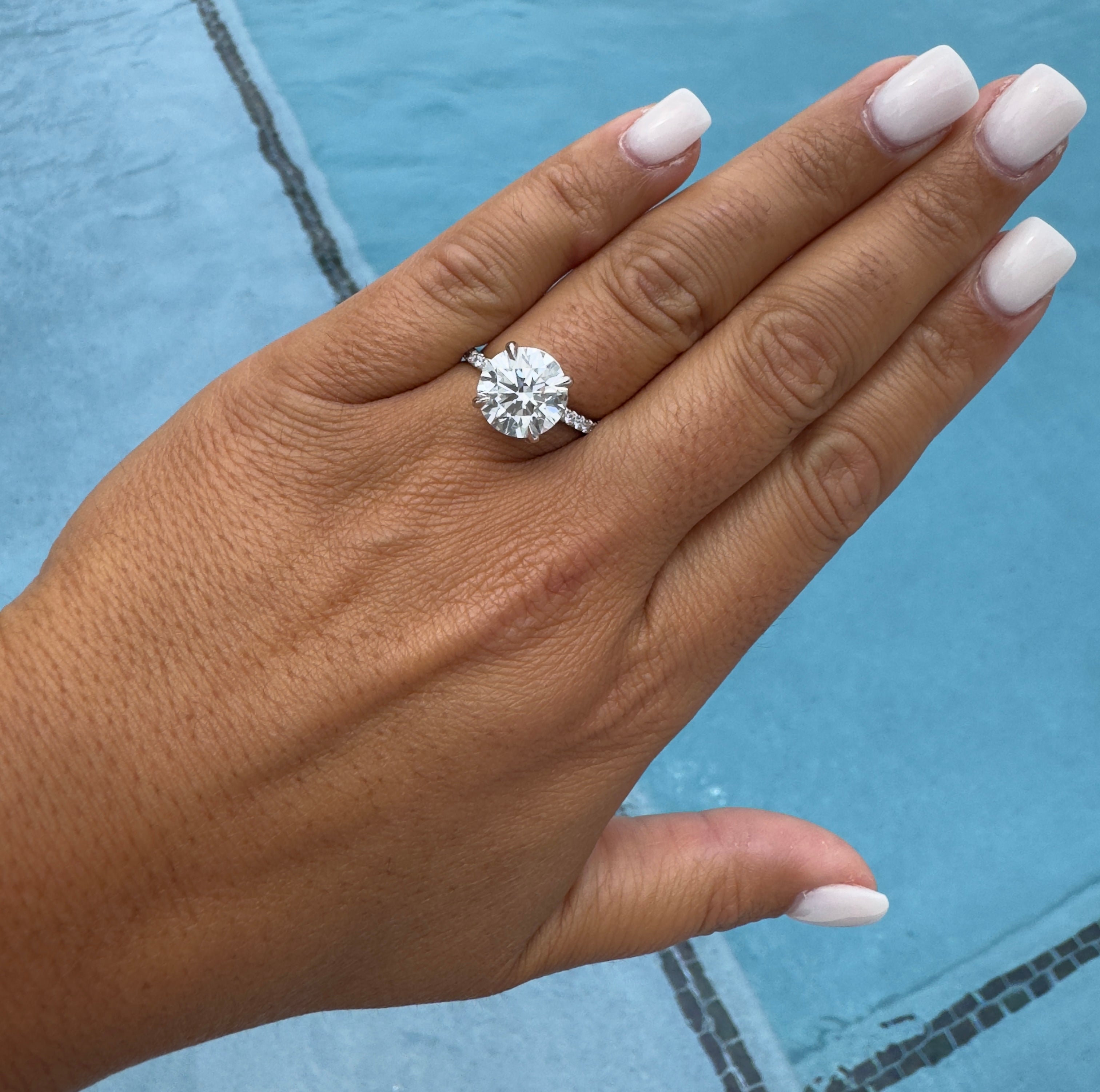 4.5 Carat Round Brilliant Cut with Pave Band Engagement Ring