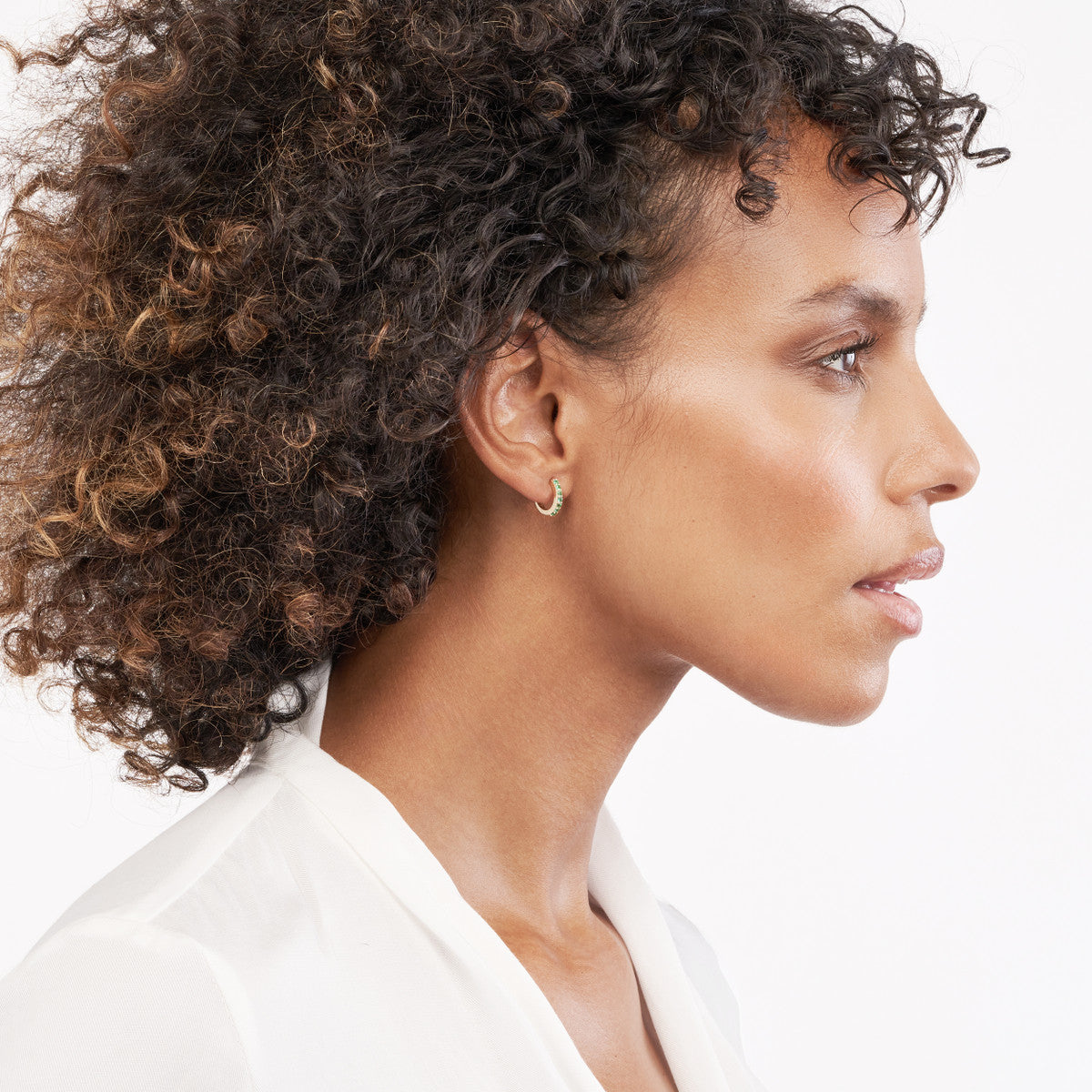 Emerald Huggie Earrings