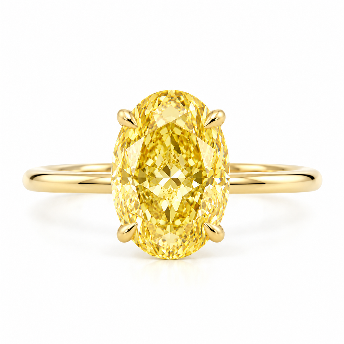 4 Carat Canary Yellow Oval Cut Engagement Ring