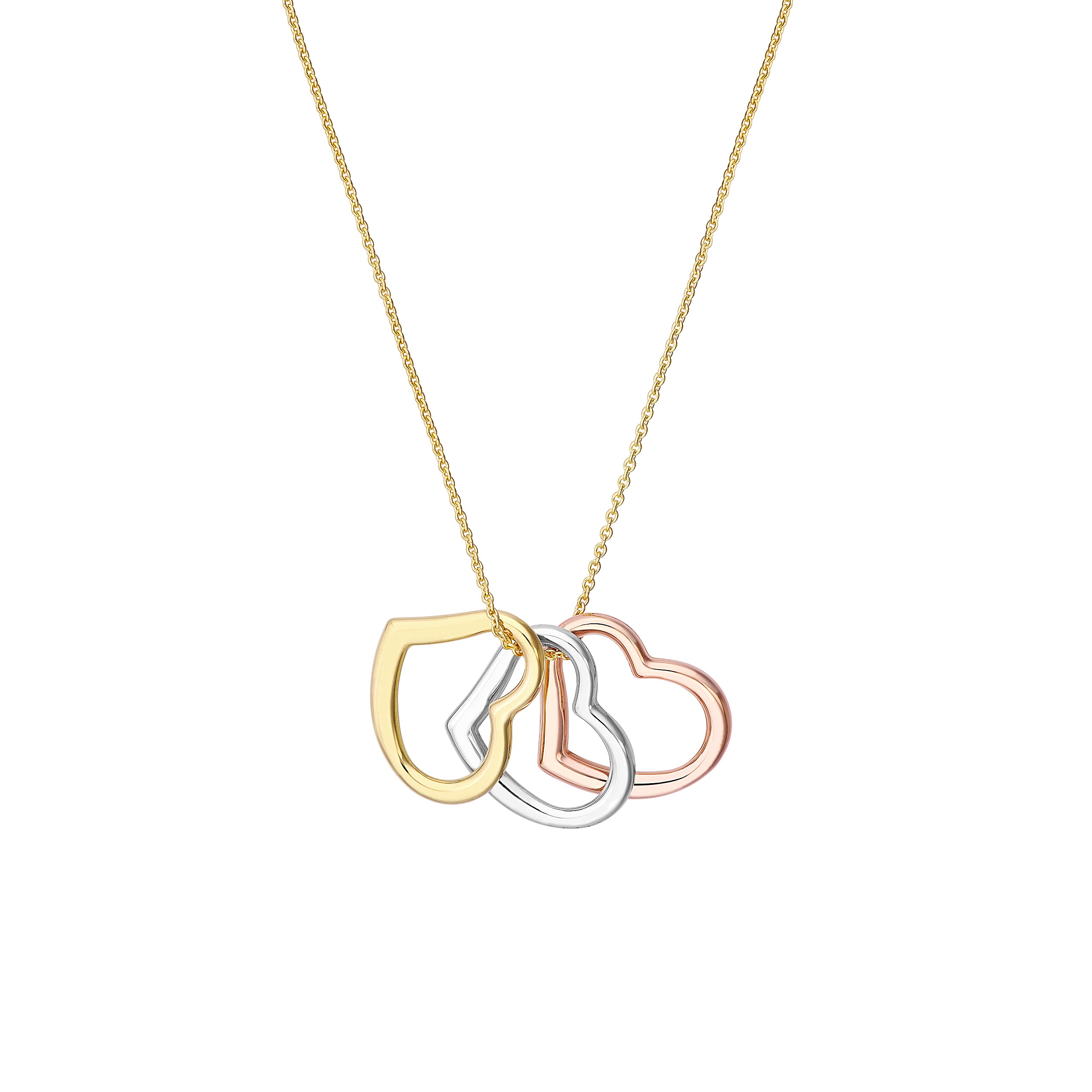 Tri-Color Triple Heart Necklace