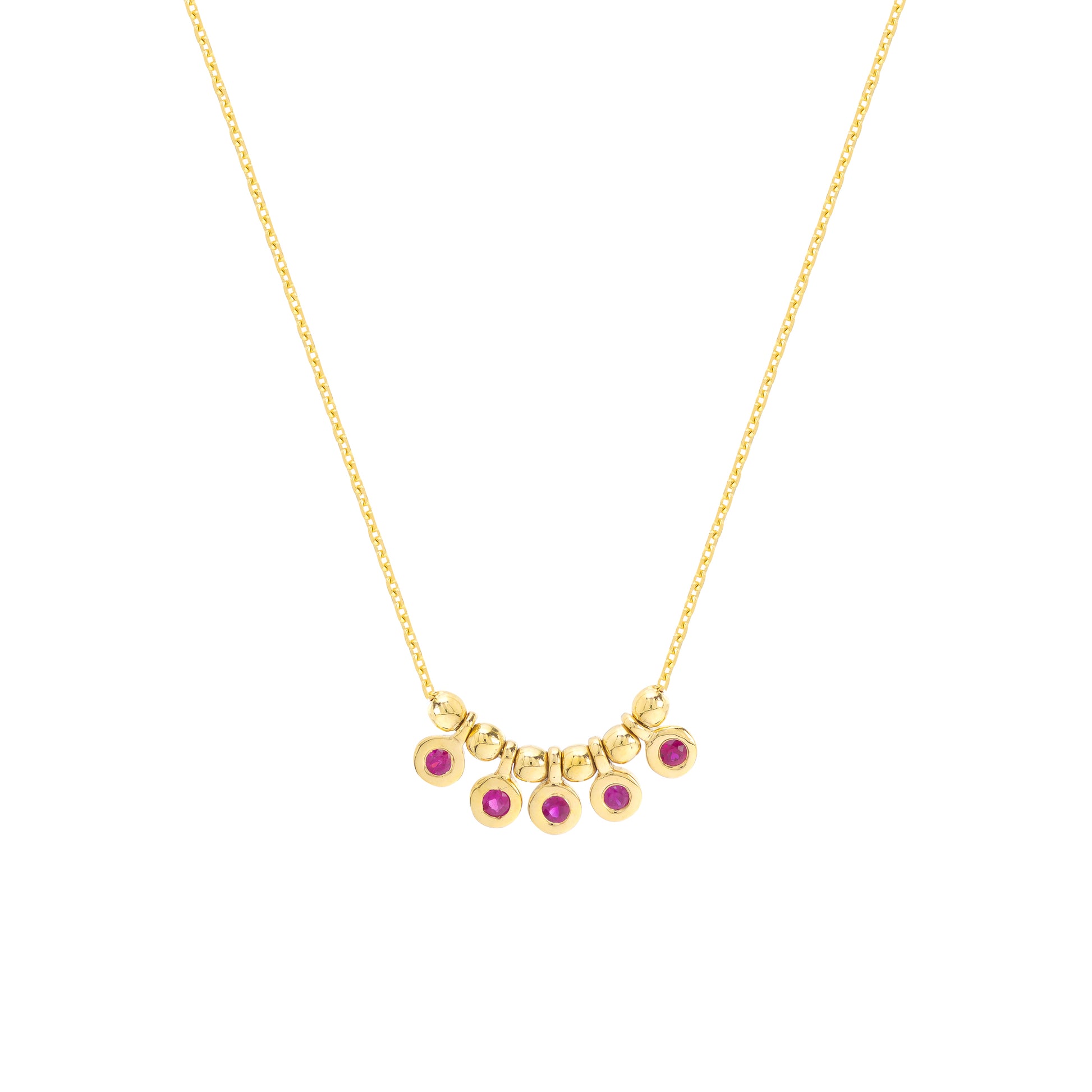 Ruby & Bead Station Necklace