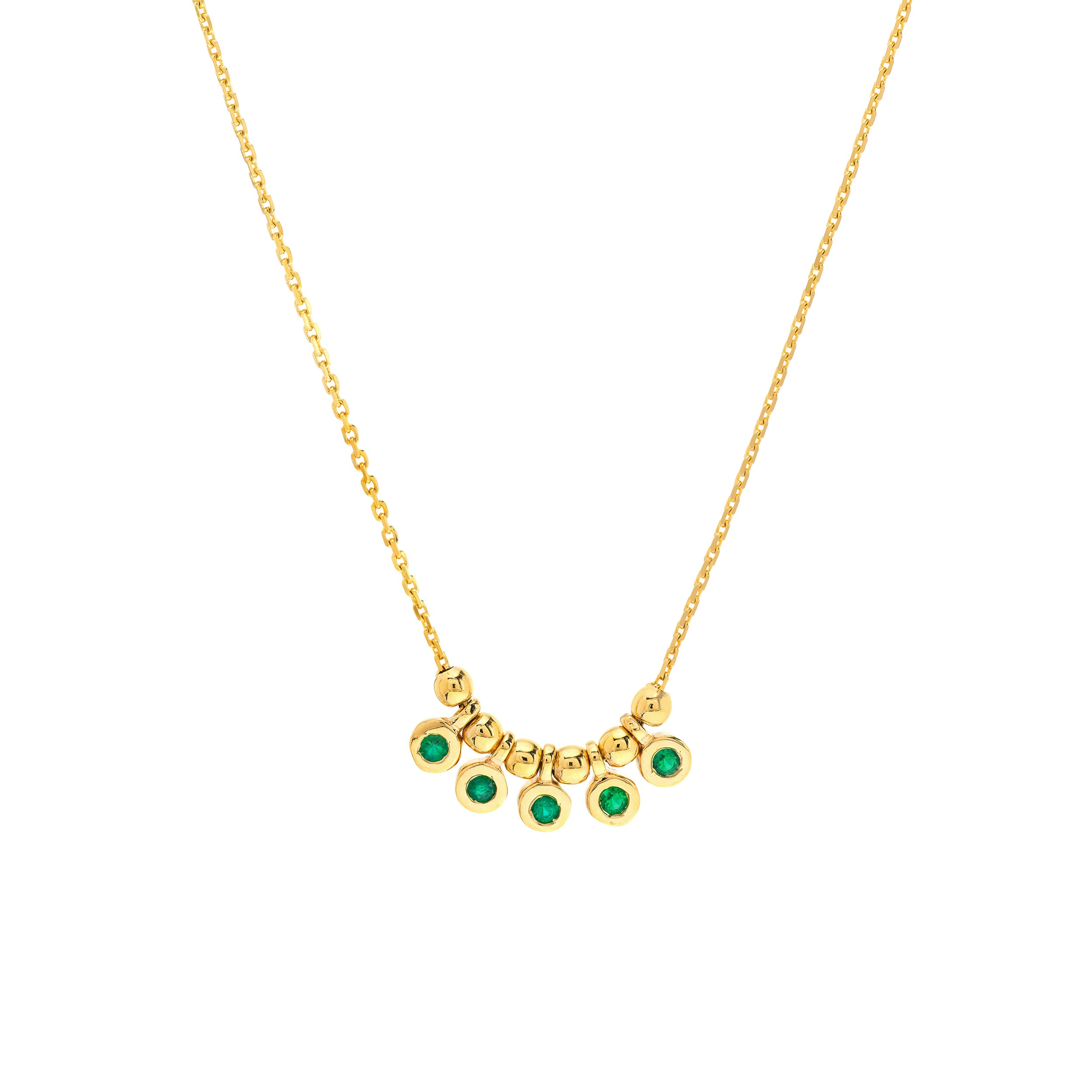 Emerald & Bead Station Necklace