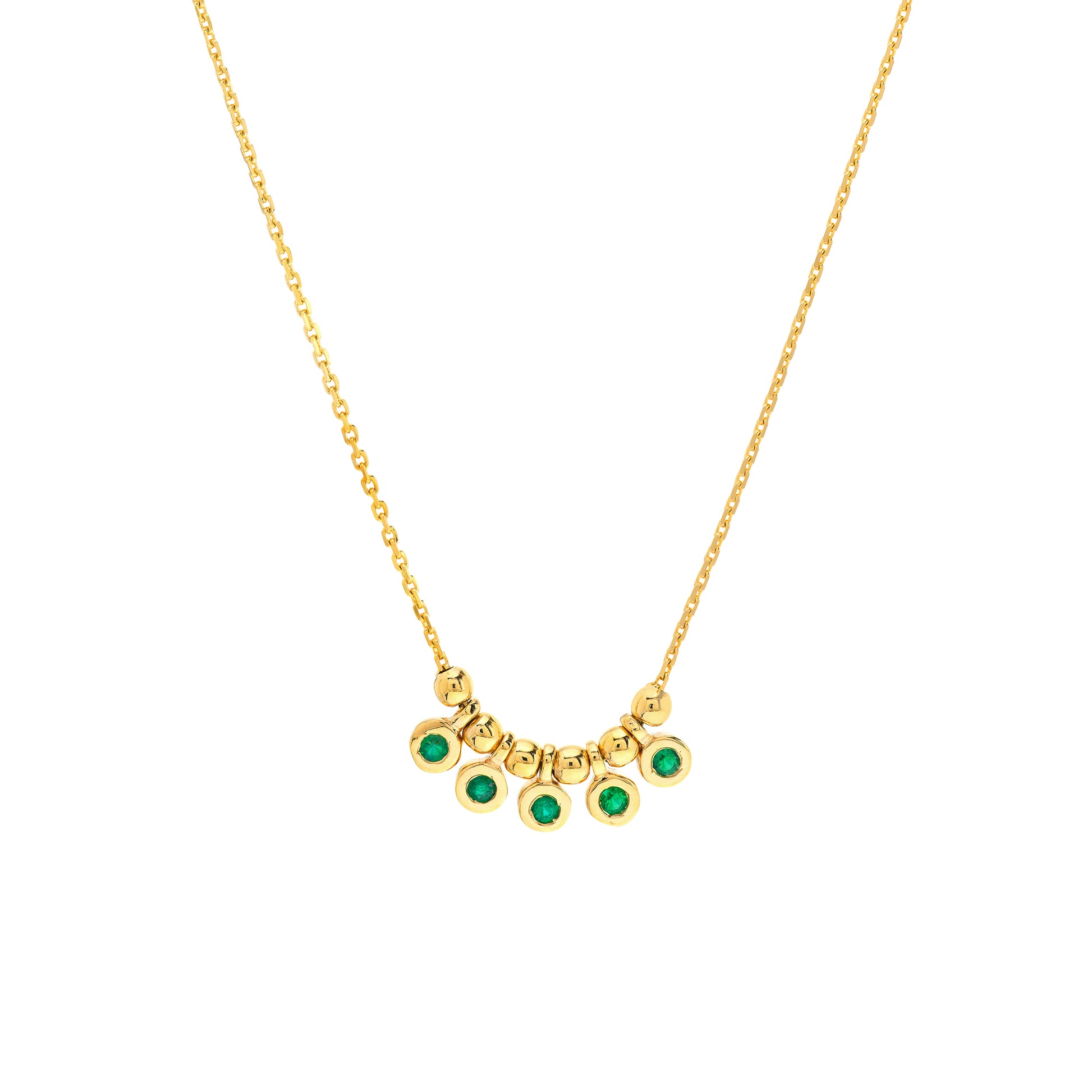 Emerald & Bead Station Necklace