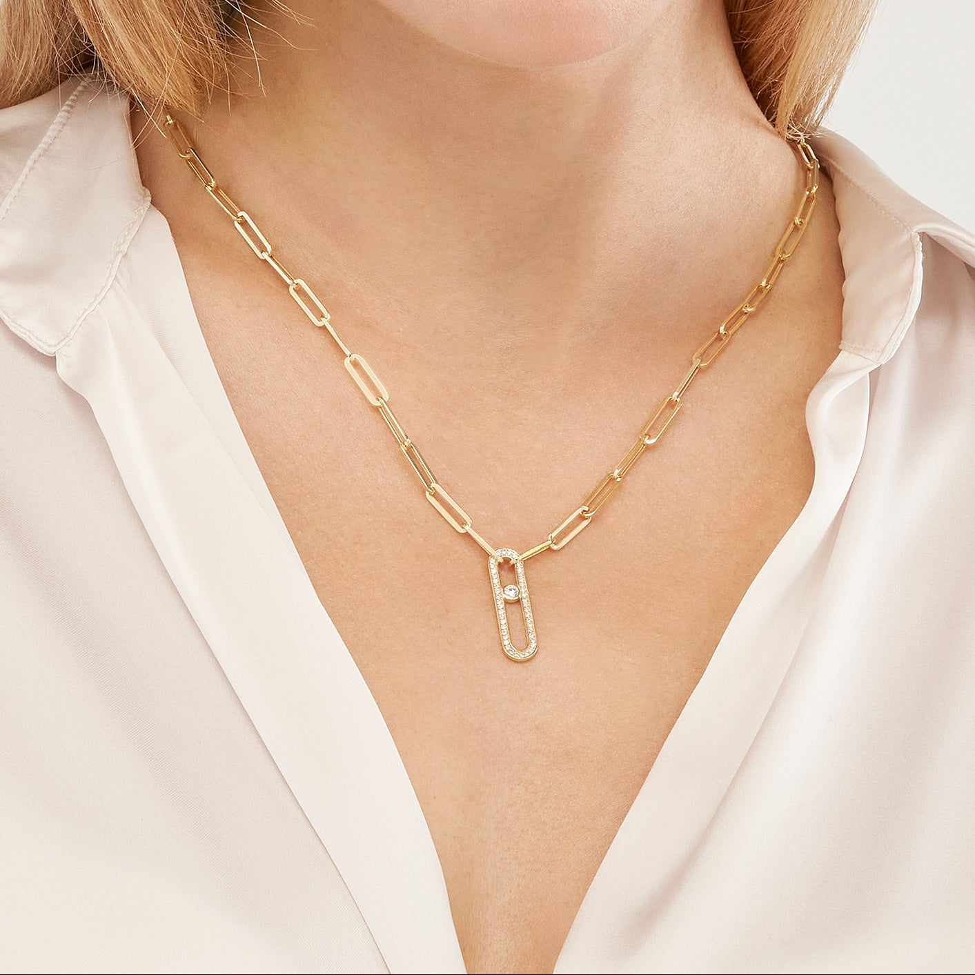 Diamond Pave Link Necklace