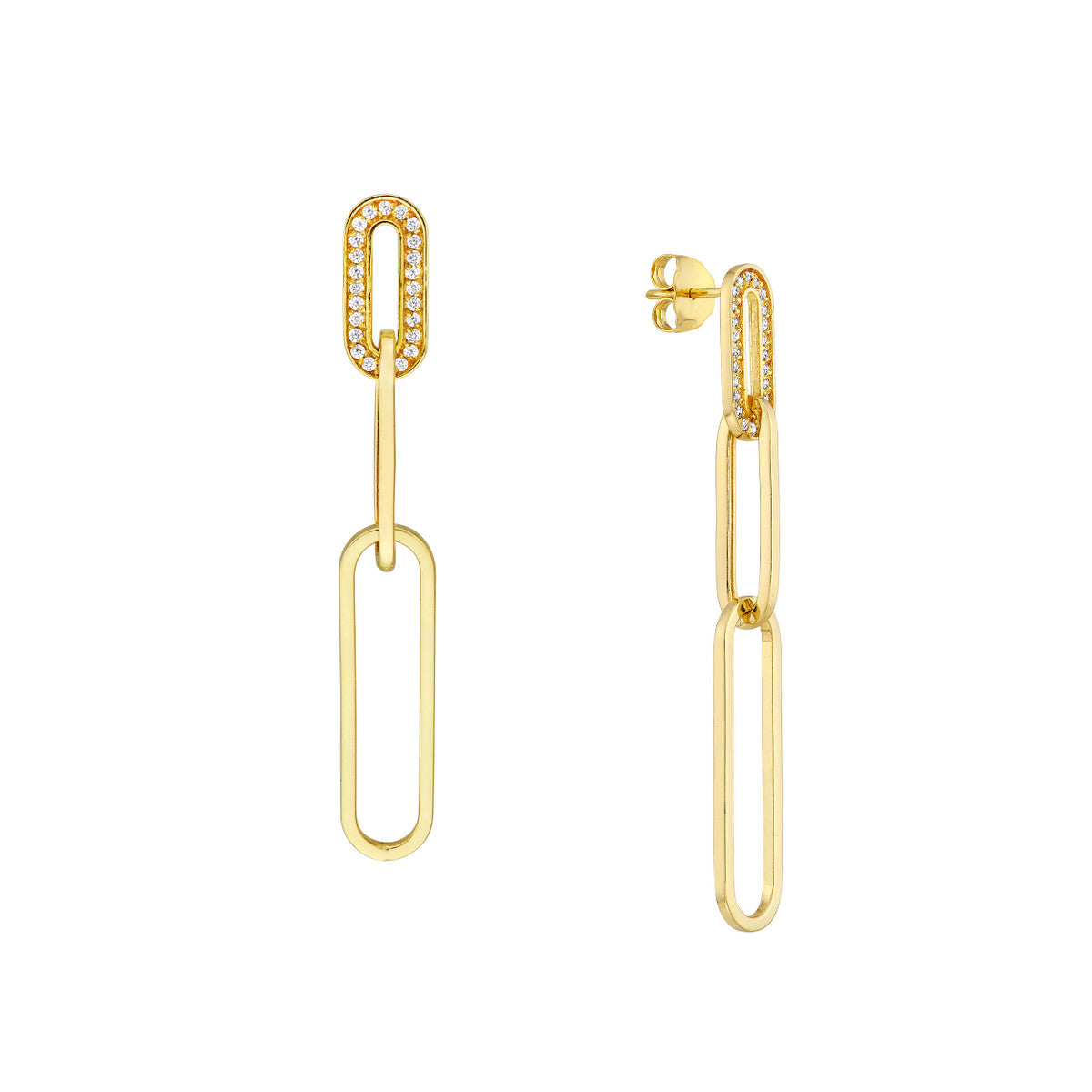 Diamond Post Paper Clip Earrings