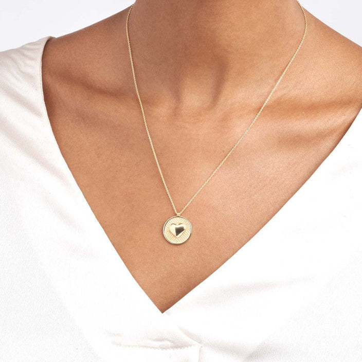 Chevron Puff Medallion Necklace