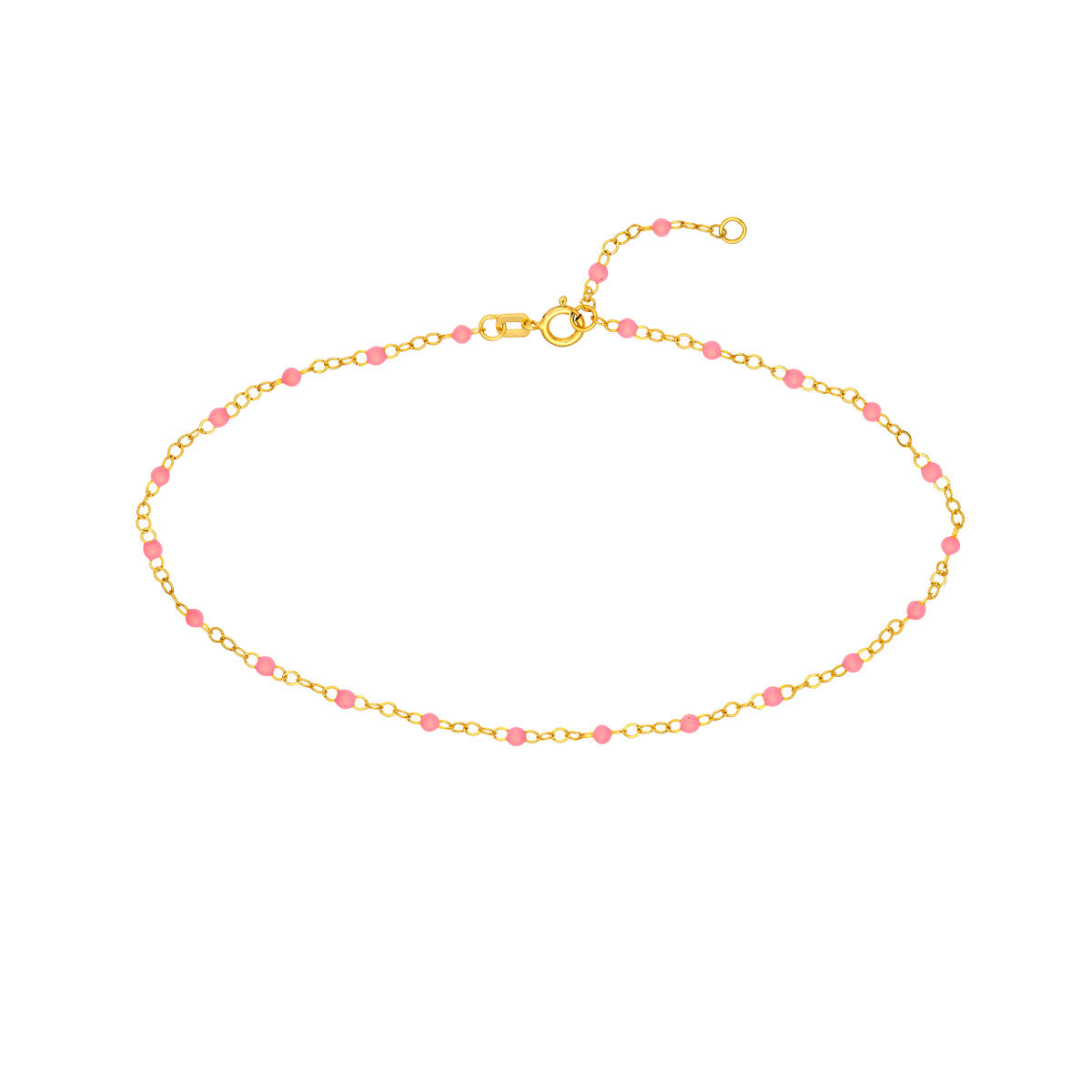 Pink Enamel Bead Anklet