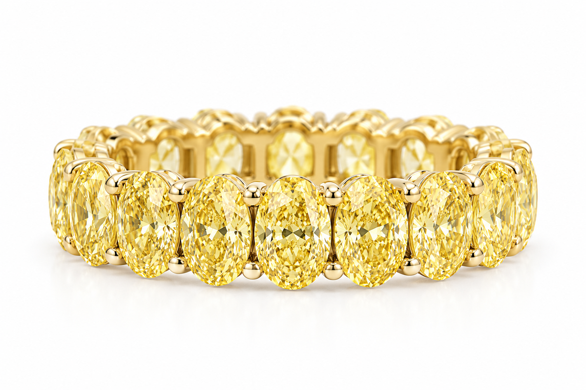 4 Carat Oval Yellow Diamond Eternity Band