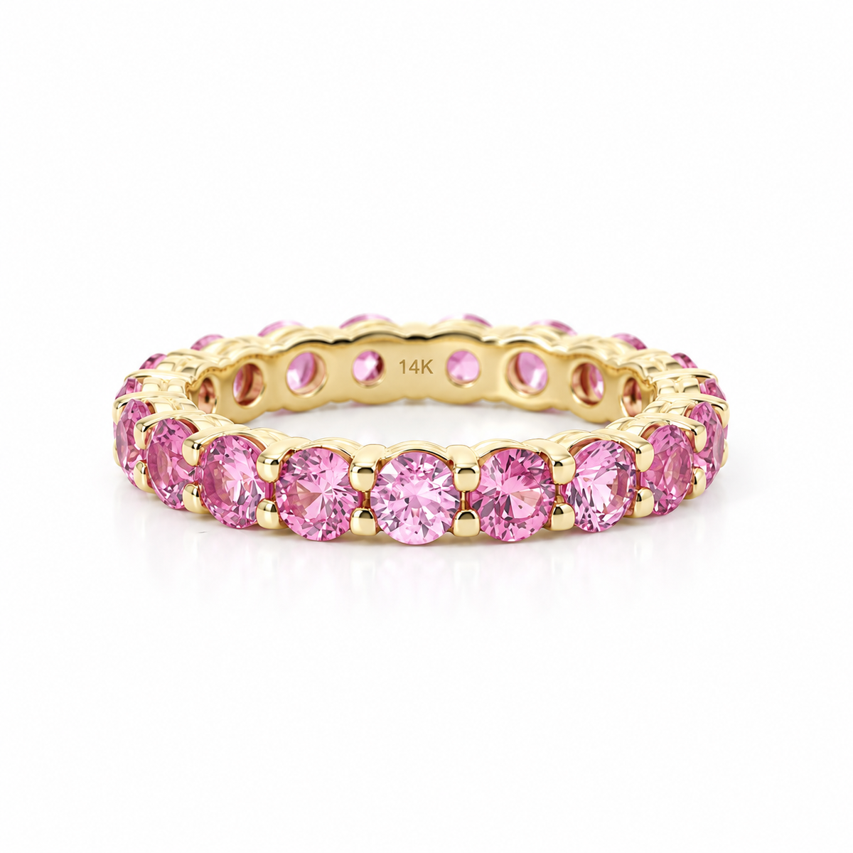 Round Pink Sapphire Eternity Band