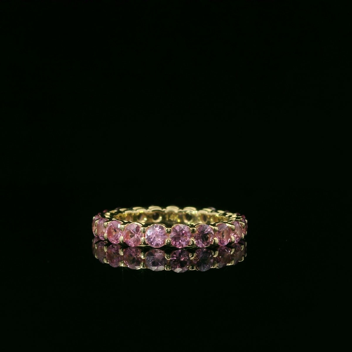 Round Pink Sapphire Eternity Band