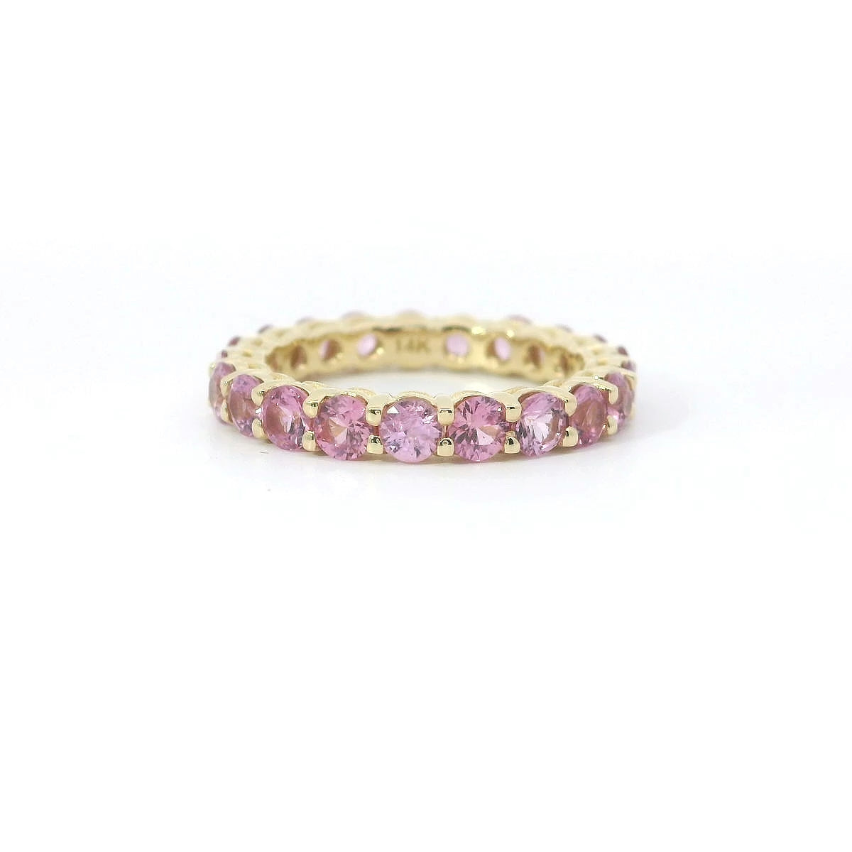 Round Pink Sapphire Eternity Band