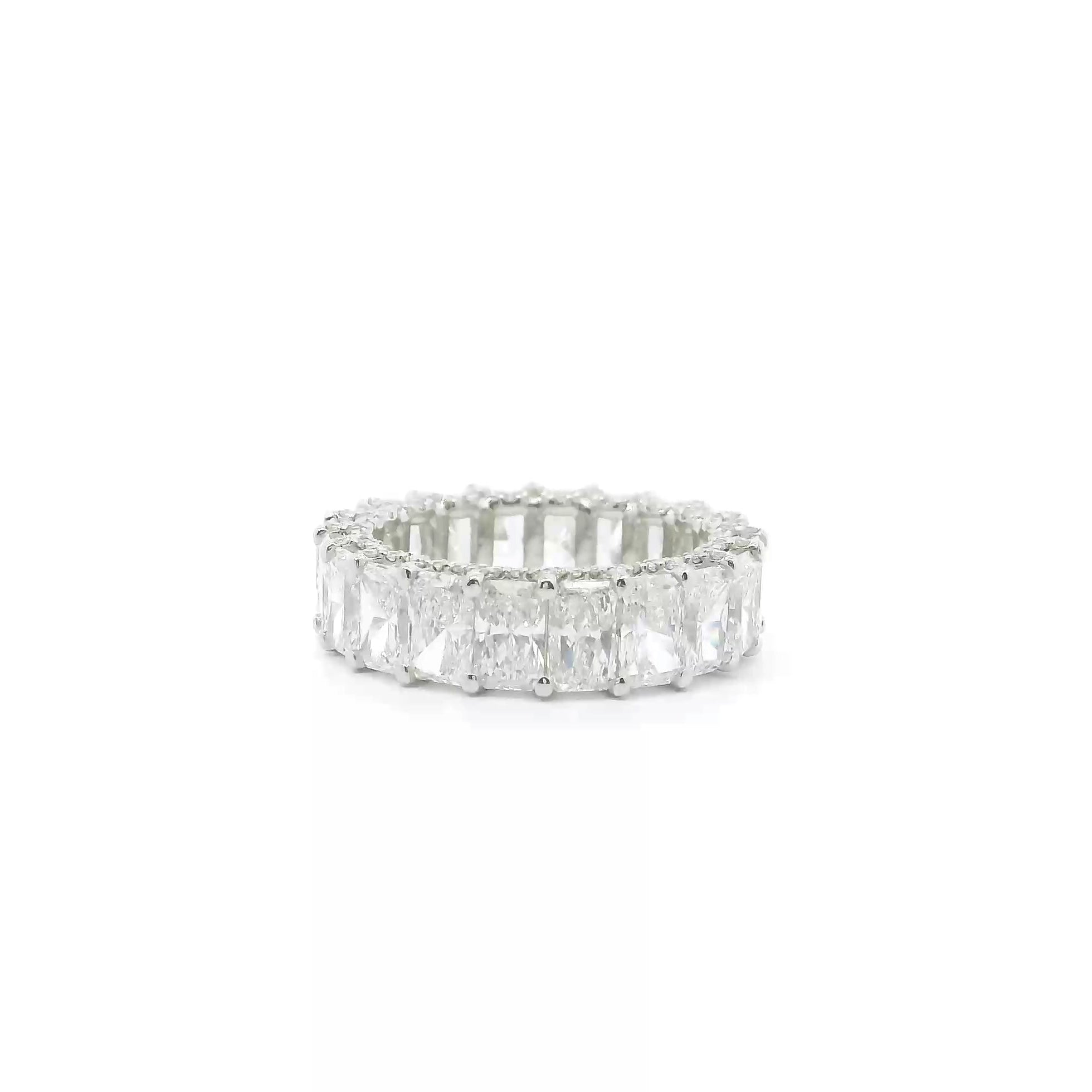 Radiant Cut with Pave Diamond Sides Eternity Band
