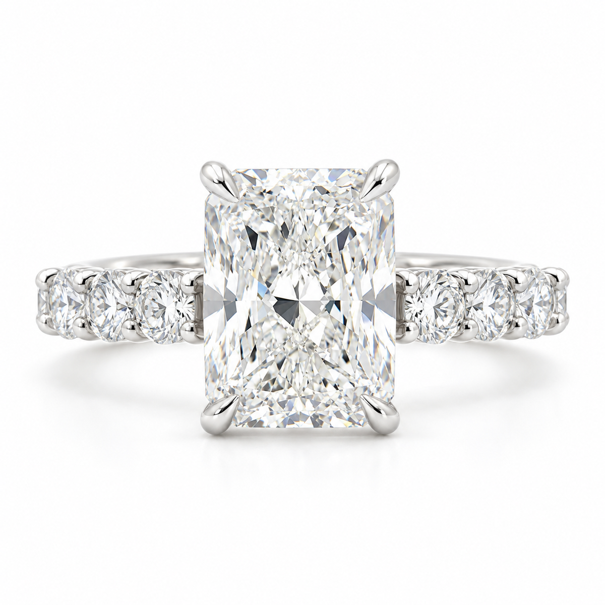 4 Carat Radiant and Round Engagement Ring