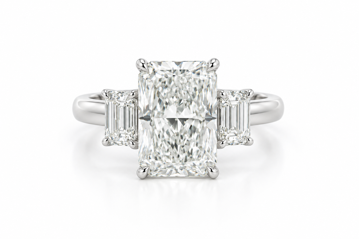 3 Carat Radiant and Emerald Cut Engagement Ring