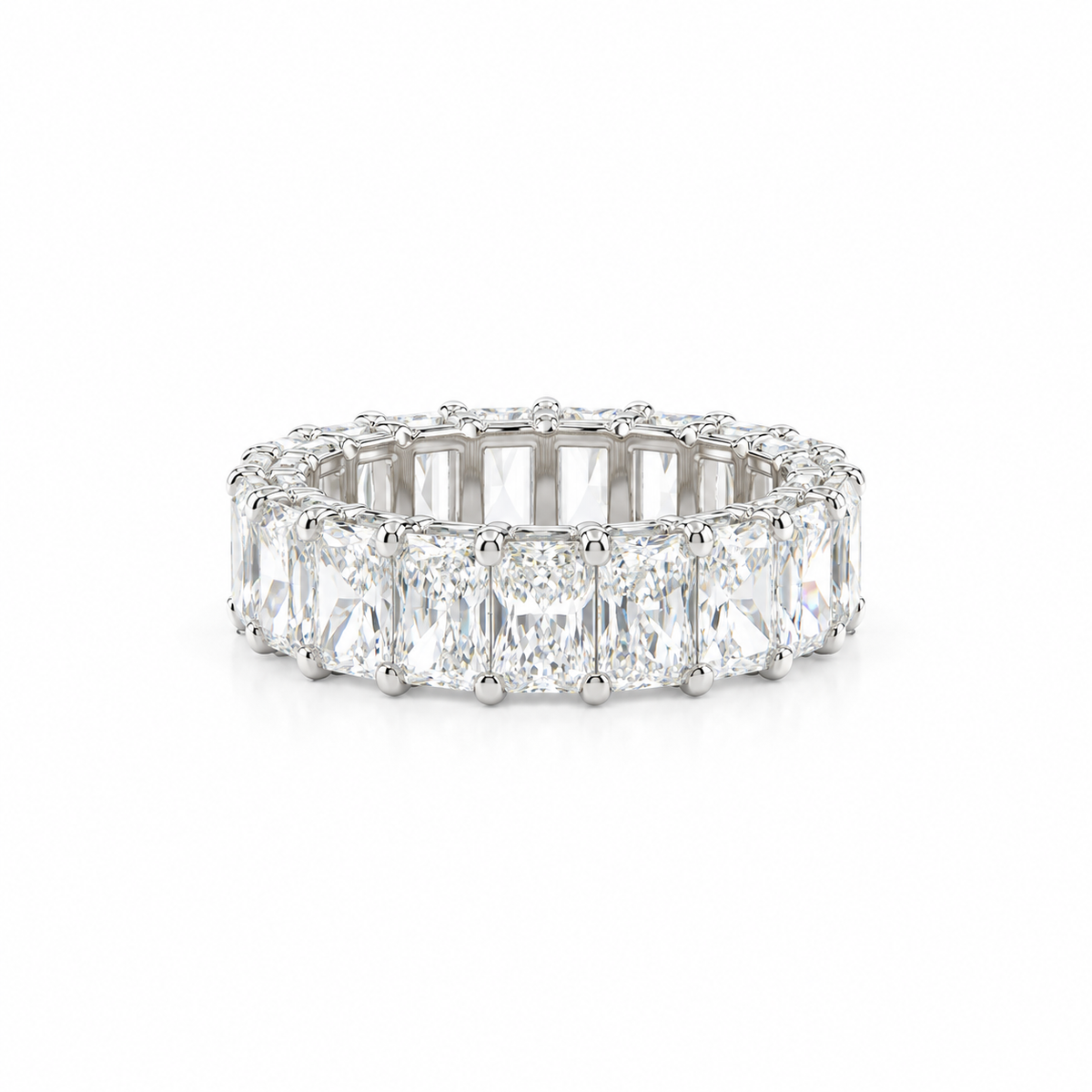 Radiant Cut with Pave Diamond Sides Eternity Band