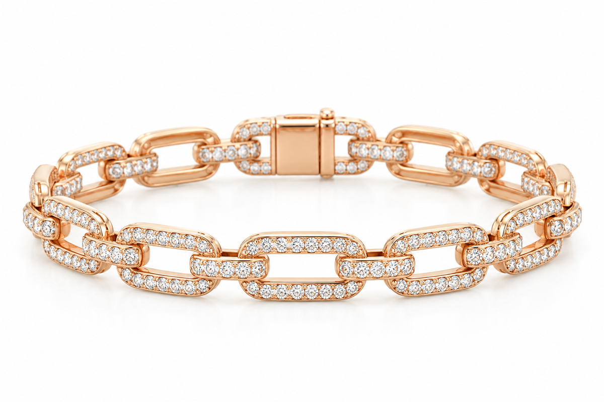 Pave Diamond Paper Clip Bracelet