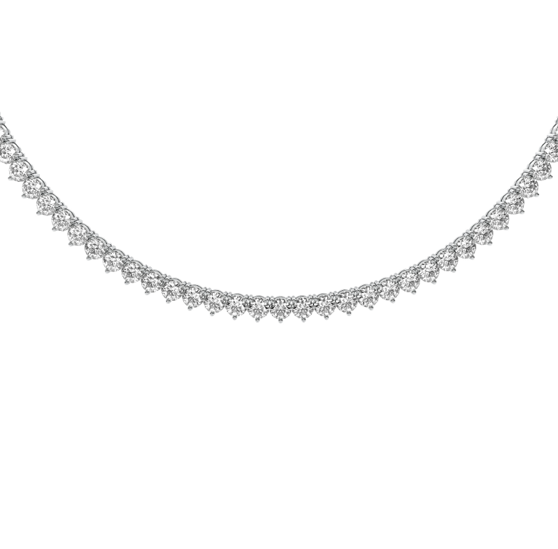 Classic 3 Prong Diamond Tennis Necklace