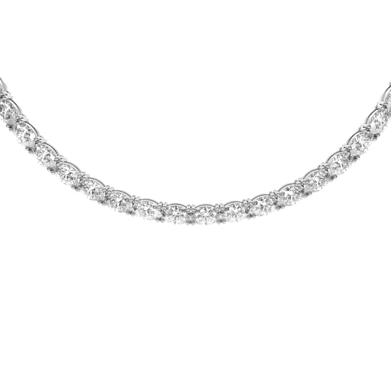 Oval Diamond Tennis Necklace