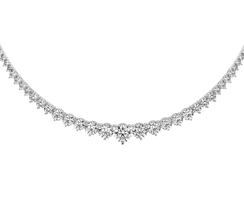 3 Prong Graduated Diamond Tennis Necklace