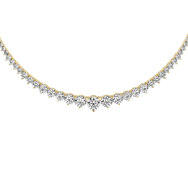 3 Prong Graduated Diamond Tennis Necklace