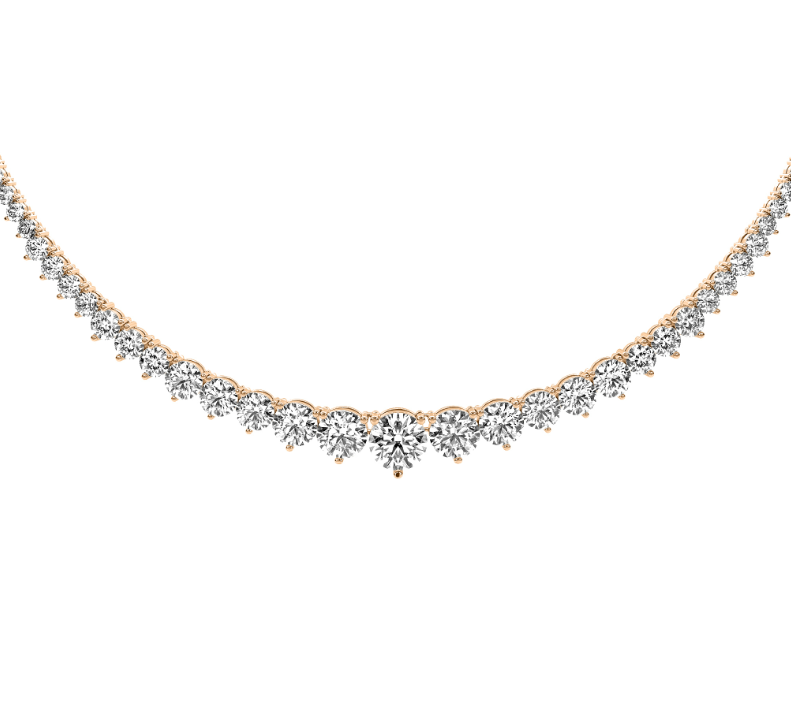 3 Prong Graduated Diamond Tennis Necklace