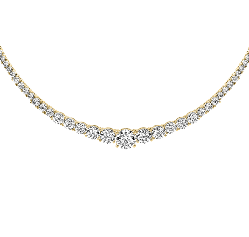 4 Prong Graduated Diamond Tennis Necklace