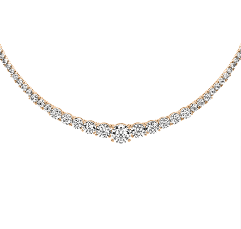 4 Prong Graduated Diamond Tennis Necklace