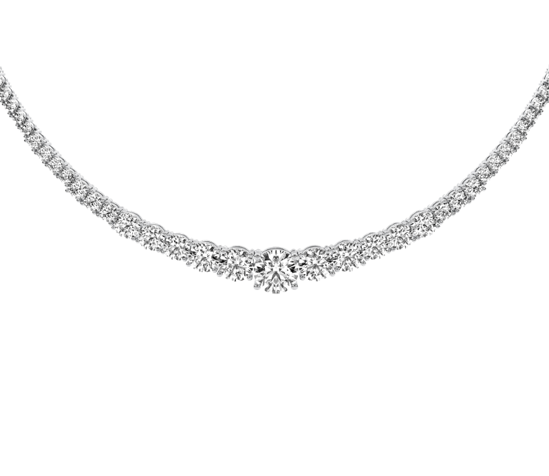 4 Prong Graduated Diamond Tennis Necklace