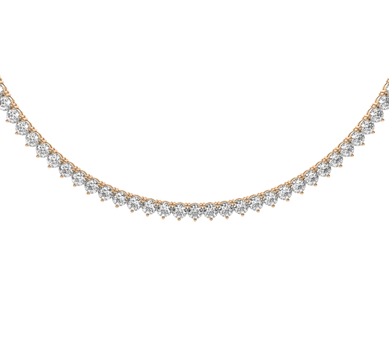 Classic 3 Prong Diamond Tennis Necklace