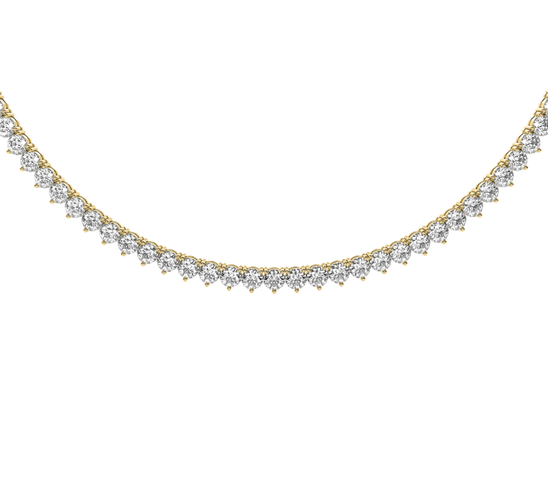 Classic 3 Prong Diamond Tennis Necklace