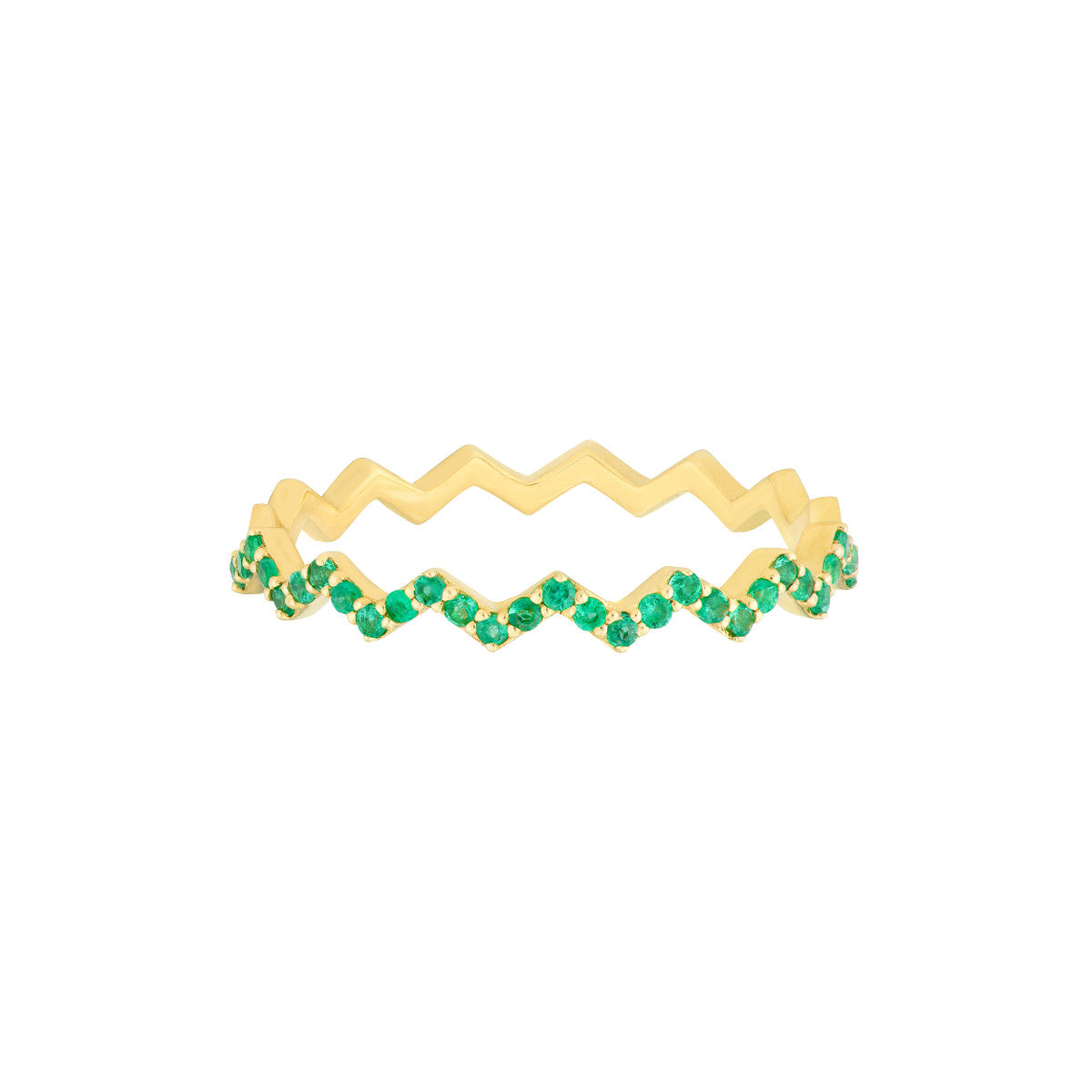 Gold and Emerald Zig Zag Ring