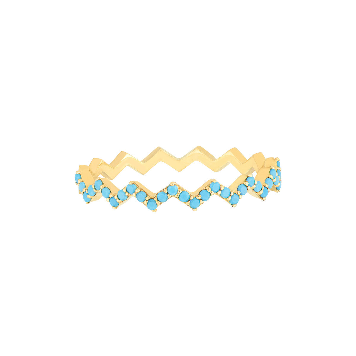 Gold and Turquoise Zig Zag Ring