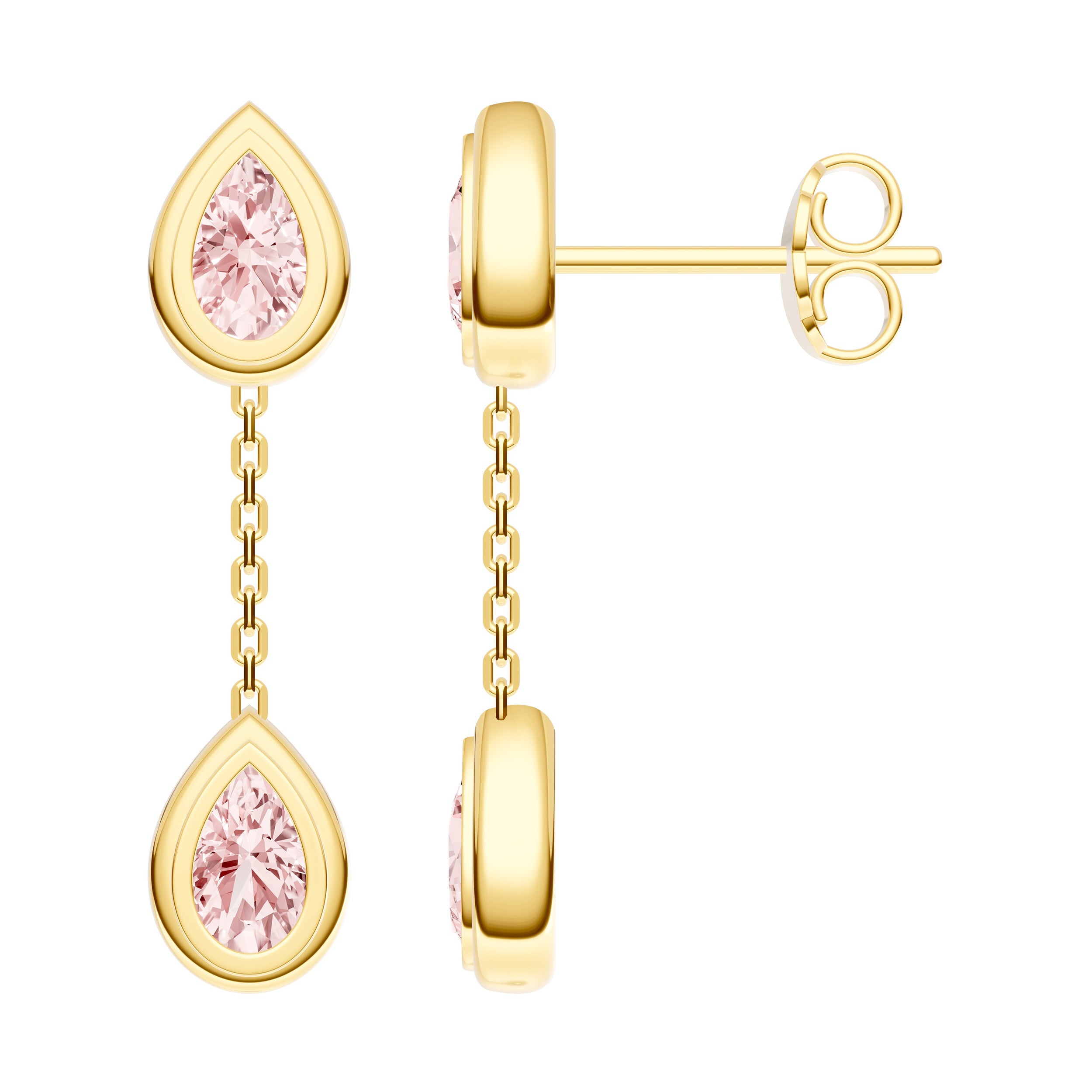 Pear Pink Morganite Drop Earrings