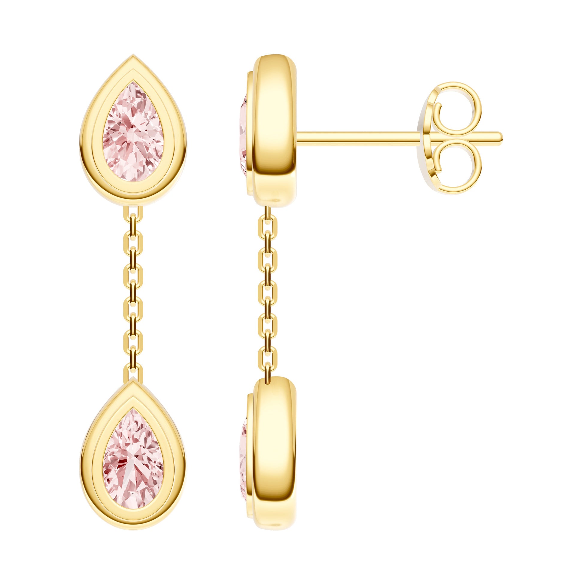 Pear Pink Morganite Drop Earrings