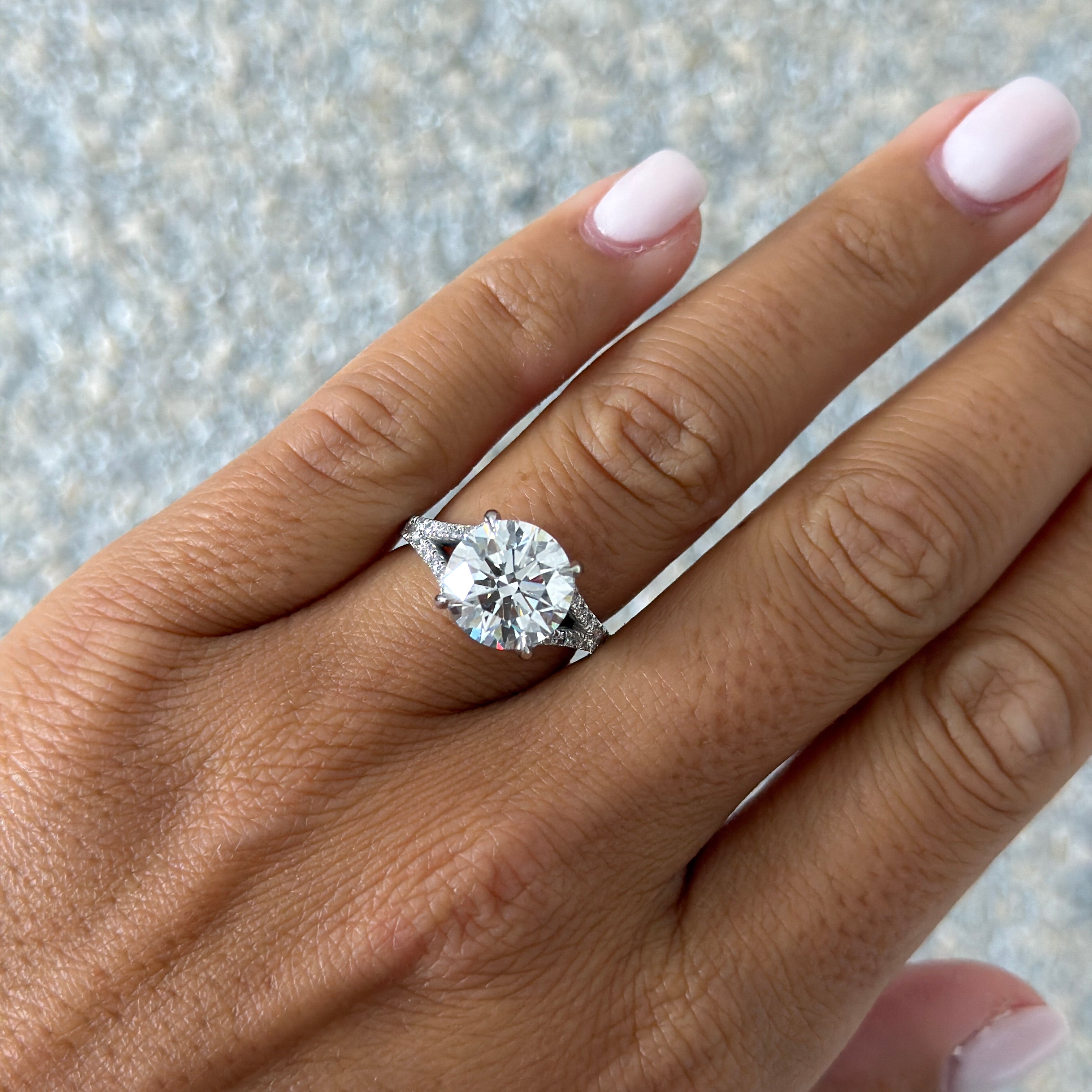 5 Carat Round Brilliant with Pave Diamond Split Shank Engagement Ring