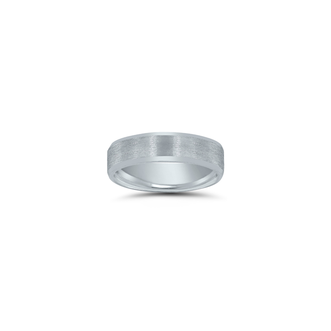 Men's Fine Stone Center/Shiny Beveled Edge Band