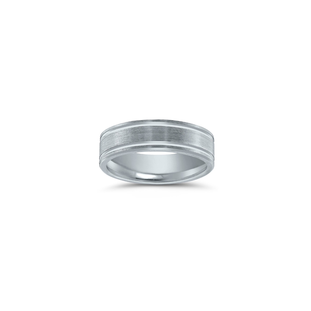 Men's Brushed Center/Thin Lines and Beveled Edge Band