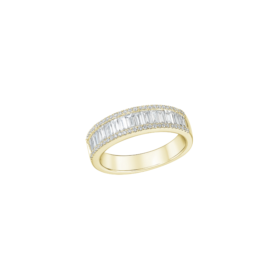 Baguette and Round Diamond Half Eternity Band