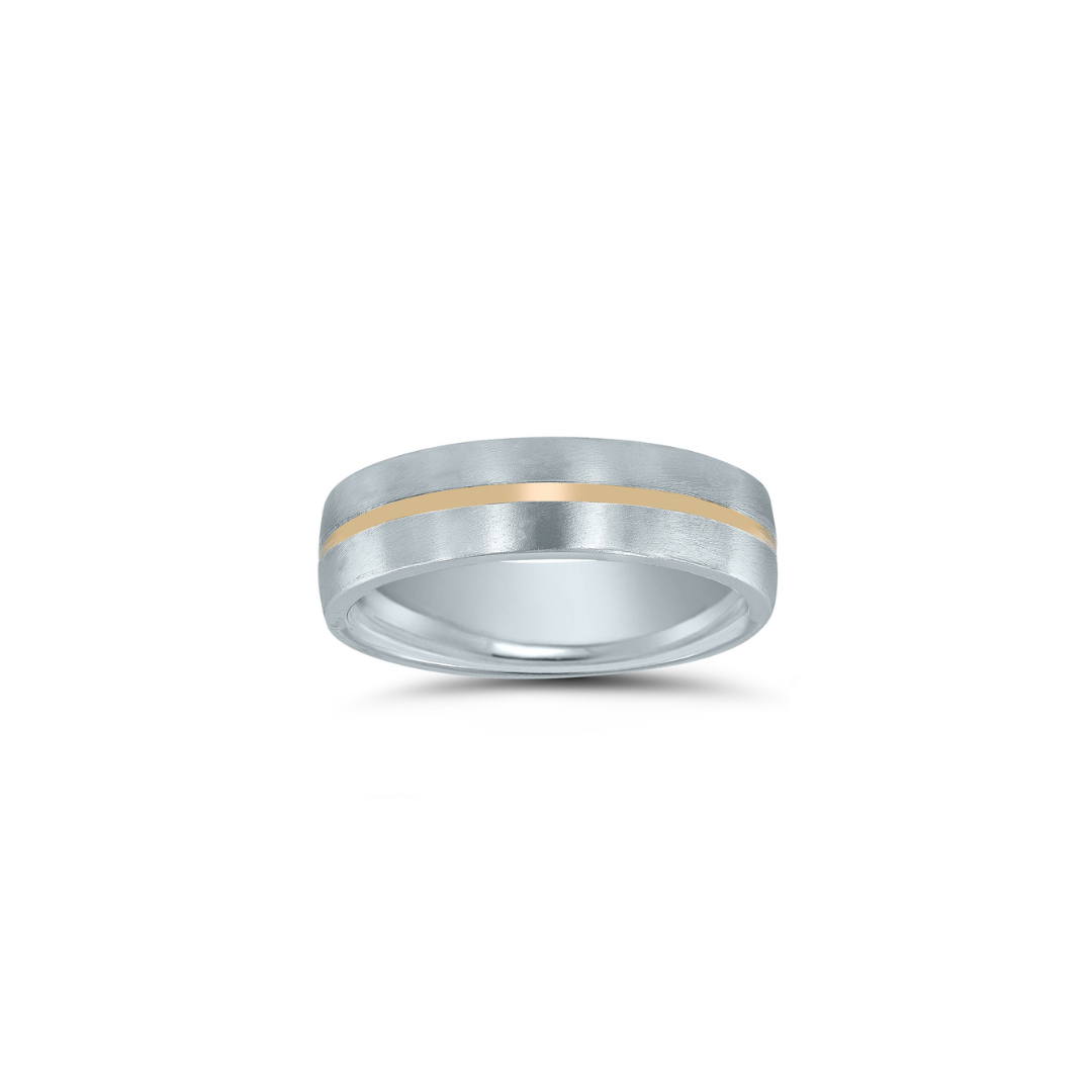 Men's Two Tone Matte Carved Wedding Band