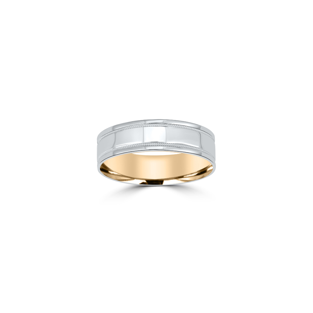 Men's Two Tone Inside Out High Polished Wedding Band